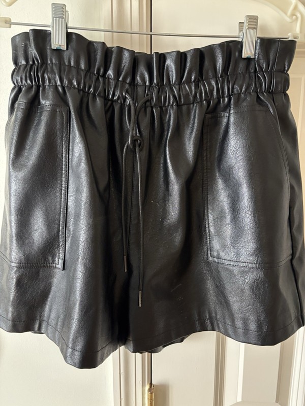 Women's Faux Leather High Waist Black Shorts ~ Size XL