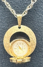 Vintage Welsbro Swiss Pendant Watch Necklace Manual Wind Working Gold Tone