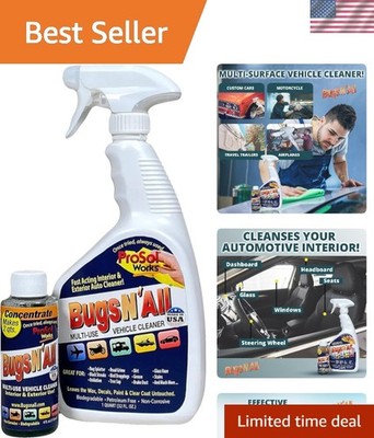 Bugs N  All Non-Toxic Car Cleaner with Free 32 oz Spray Bottle - 4 Fl Oz