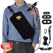 WATFOON Lizard Harness Leash Bearded Dragon Carrier Sling L Black