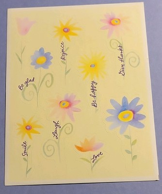 Multicolor Flower & Inspirational Words Diary Stickers Sheet Scrapbooking