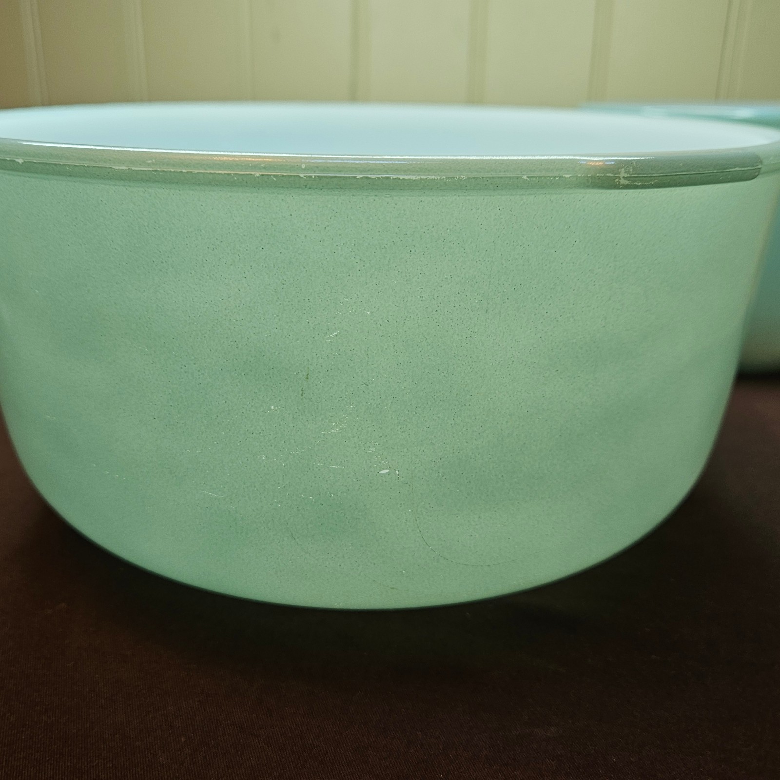Vtg Glasbake 19CJ & 20CJ Aqua Blue Mixing Bowl Set of 2 Sunbeam Mixmaster Mixer