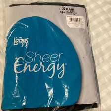 L'eggs Sheer Energy Control Top Sheer Toe Tights Black Q 3 Pair Multipack