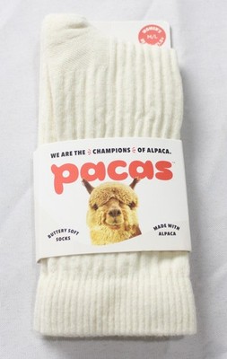 Pacas Women's Eco Friendly Sustainable Crew Socks BM7 Cream Size: M/L NWT