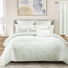 Sara Jacquard Cotton Blend Full-Queen 7PC Duvet Cover Set White