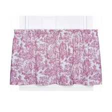 Ellis Curtain Victoria Park Toile Tailored Tier Curtains – Red – 68" x 36"  New