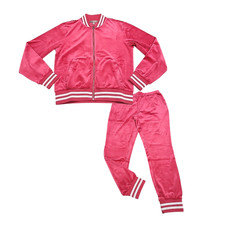 Womens Velour Zip Jacket with Joggers Pants Lounge Set Medium Size Pink