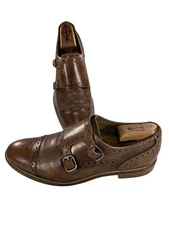 Johnston & Murphy Mens Size 9 M Brown Leather Double Monk Strap Dress Shoes