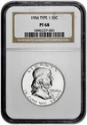 1956 Type 1 50C Proof Silver Franklin Half Dollar NGC Graded PF 68