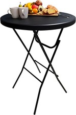 Bistro & Events (Black), Cocktail & Portable Pub Table for Parties, 32" Rou