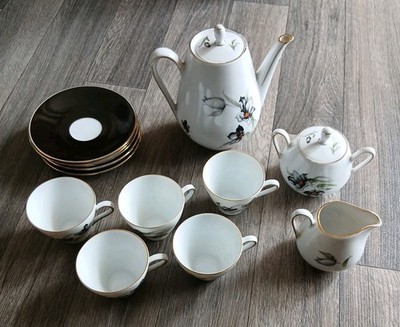 Winterling Marktleuthen Bavaria Teeservice 13-teilig Blumenmuster Goldrand Vintage
