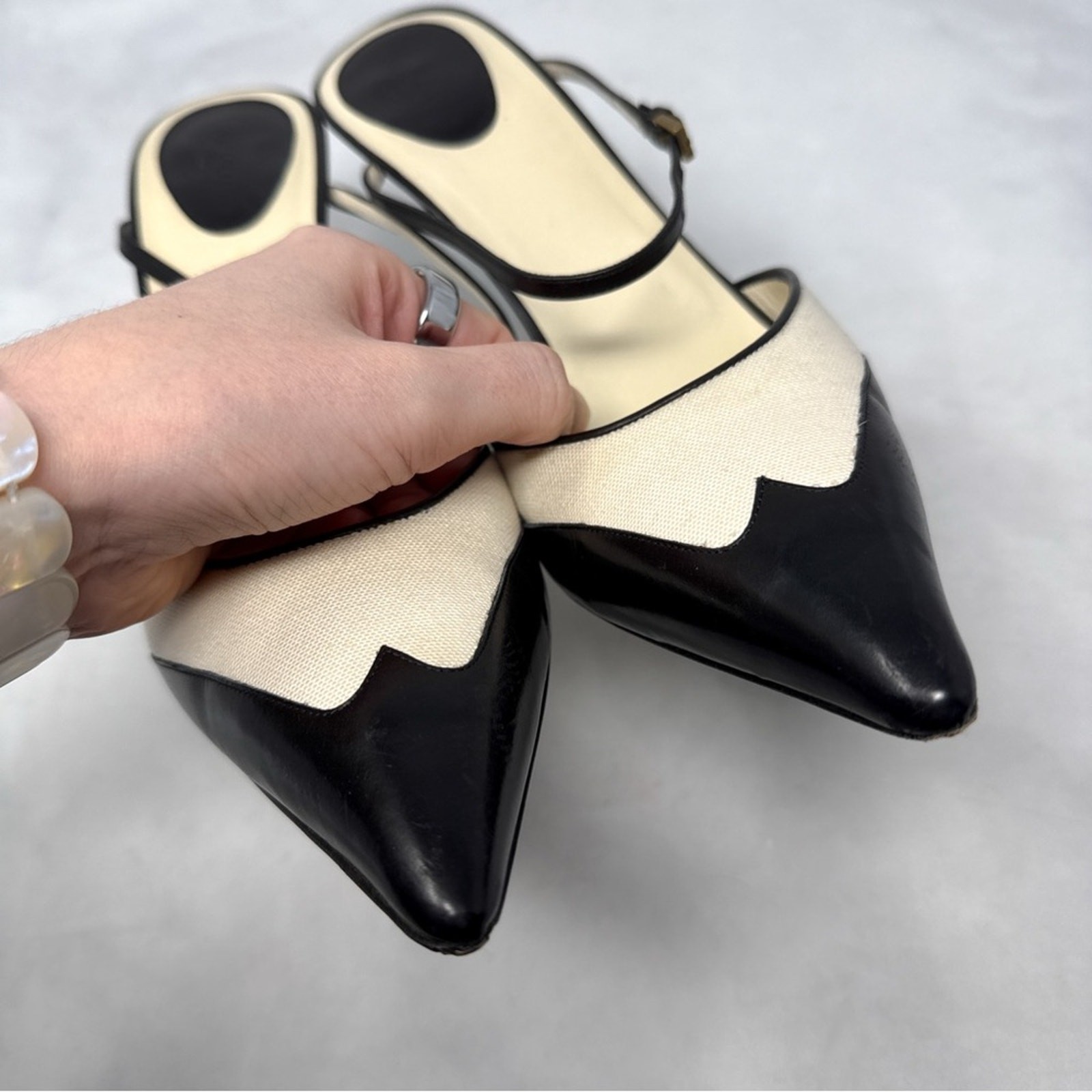 GUCCI Vintage Y2K Leather Pointed Toe Stiletto Heeled Mules Retro Minimalist 10 thumbnail 4