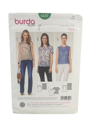 Burda Style 6525 Semi-Fitted Top US 8-20 EUR 34-46 Women's Sewing Pattern