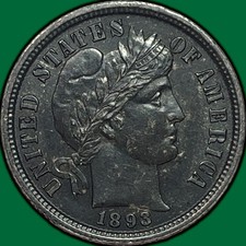 1893 Barber Dime Silver Uncirculated UNC Coin #29987