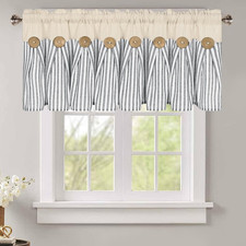 Farmhouse Cotton Linen Valances for Windows, Boho Kitchen Curtains Valances with