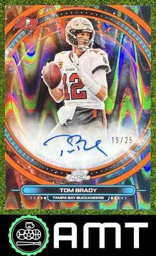 Tom Brady Auto 2025 Topps Cosmic Chrome 19/25 Equinox Orange Galactic #EQA-TB
