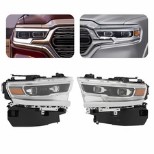 For 2019-2022 Ram 1500 Full LED Headlights Headlamps Chrome Pair Left+Right Side