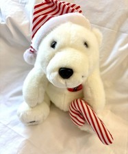 Vintage 1993 Coca-Cola 10 Polar Bear Christmas Plush Sleeping Hat Candy Cane