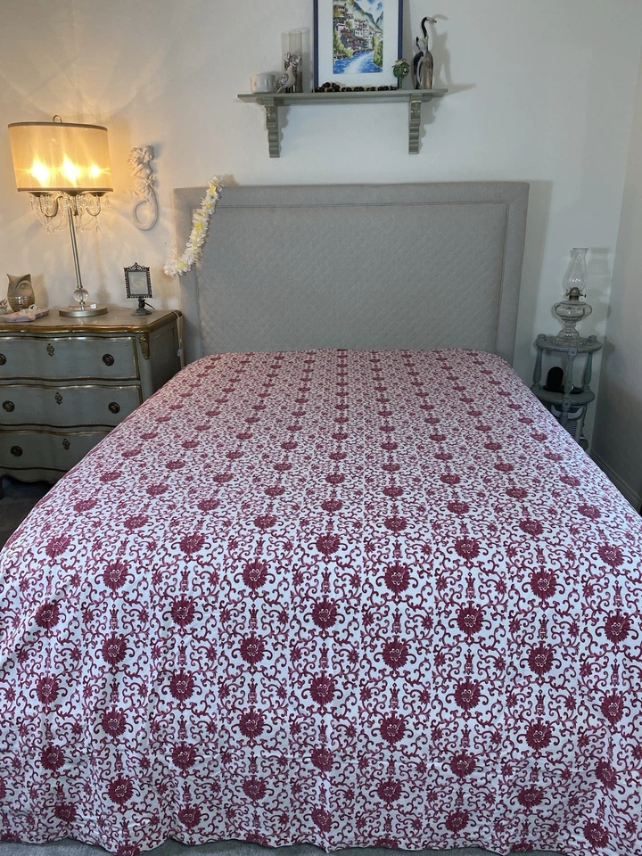 Ralph Lauren - PORCELAIN ROSETTE -Queen Flat Sheet - Cotton - Red &  White NEW - Image 4 of 4