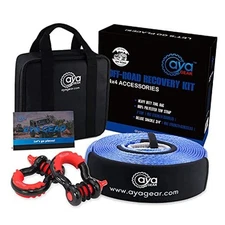 Off Road Recovery Silver Kit| 3" x 30ft Heavy Duty 30,000 lbs Tow Snatch Rope 