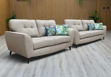 DFS ‘Dawson’ 3 + 3 Seat Sofa Set Mink  Dawson Plain Woven Fabric Suites Home