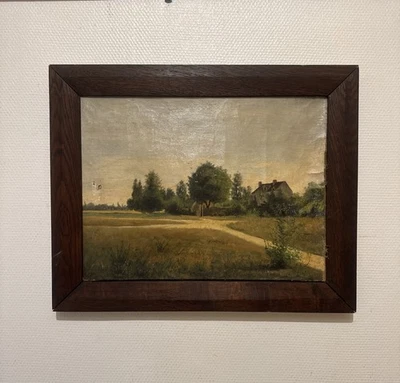 Ancien Tableau Huile Sur Toile « Paysage De Campagne » Signé V. PARGON - Photo 1/4