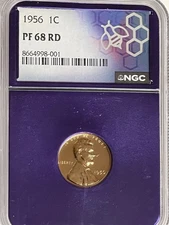 1956 Lincoln Wheat Cent Penny Vintage Proof NGC PF 68 RD Purple Core Bee Label
