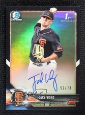 2018 Bowman Draft Chrome Pick Black Refractor 52/74 Jake Wong #CDA-JW Auto r0j