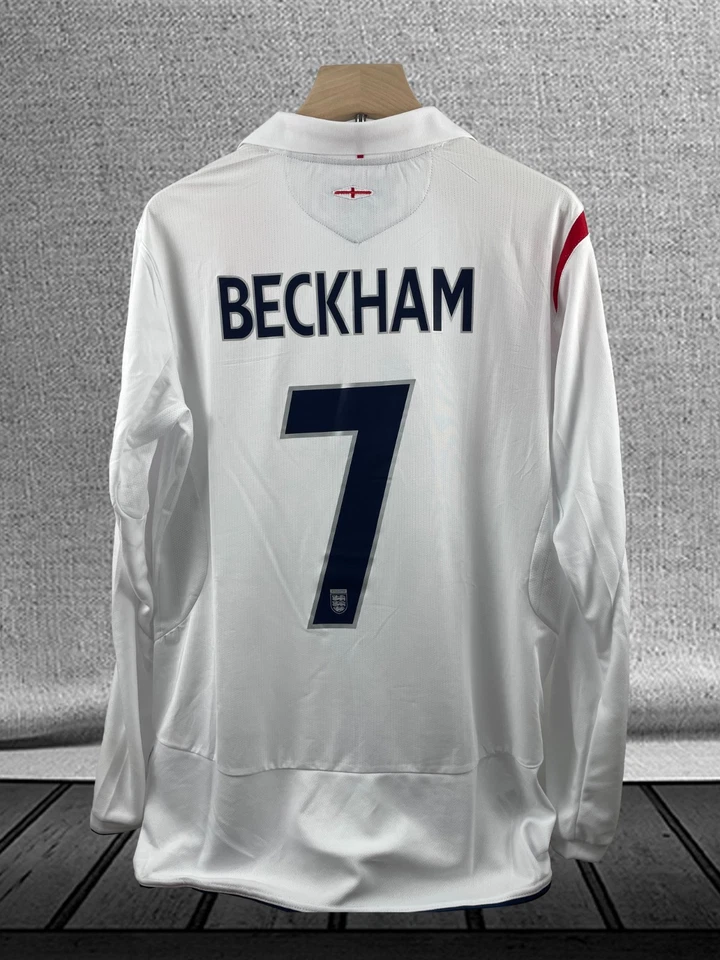 David Beckham #7 Inglaterra 2005-2006 Equipo Nacional Manga Larga Kit Foto 2 de 4
