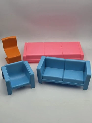 Vintage 70s Mattel Barbie Townhouse Orange Blue Pink Plastic Furniture Lot