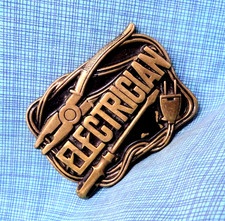 Electrician Belt Buckle Cords Pliers Screwdriver Brass 1980 Baron Taiwan .NOX611