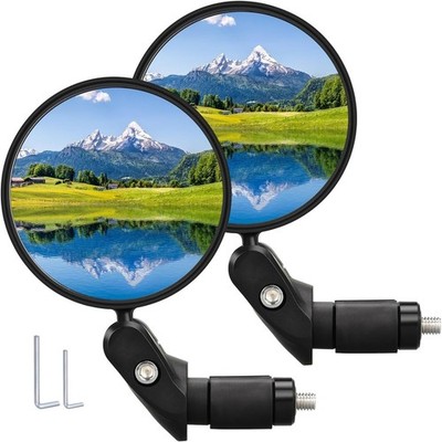 Handlebar Bike Mirrors, 2pcs Bicycle Rearview Mirror Set, Adjustable Handleba...