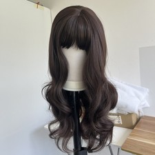Heat Resistant Hair Choc Brown Dress Up Wigs With Fringe