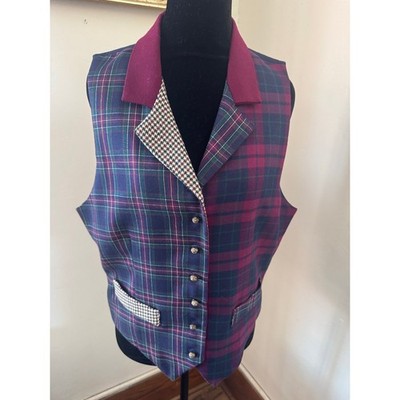 Vintage David Brooks Plaid Wool Vest Size 10 100 percent wool