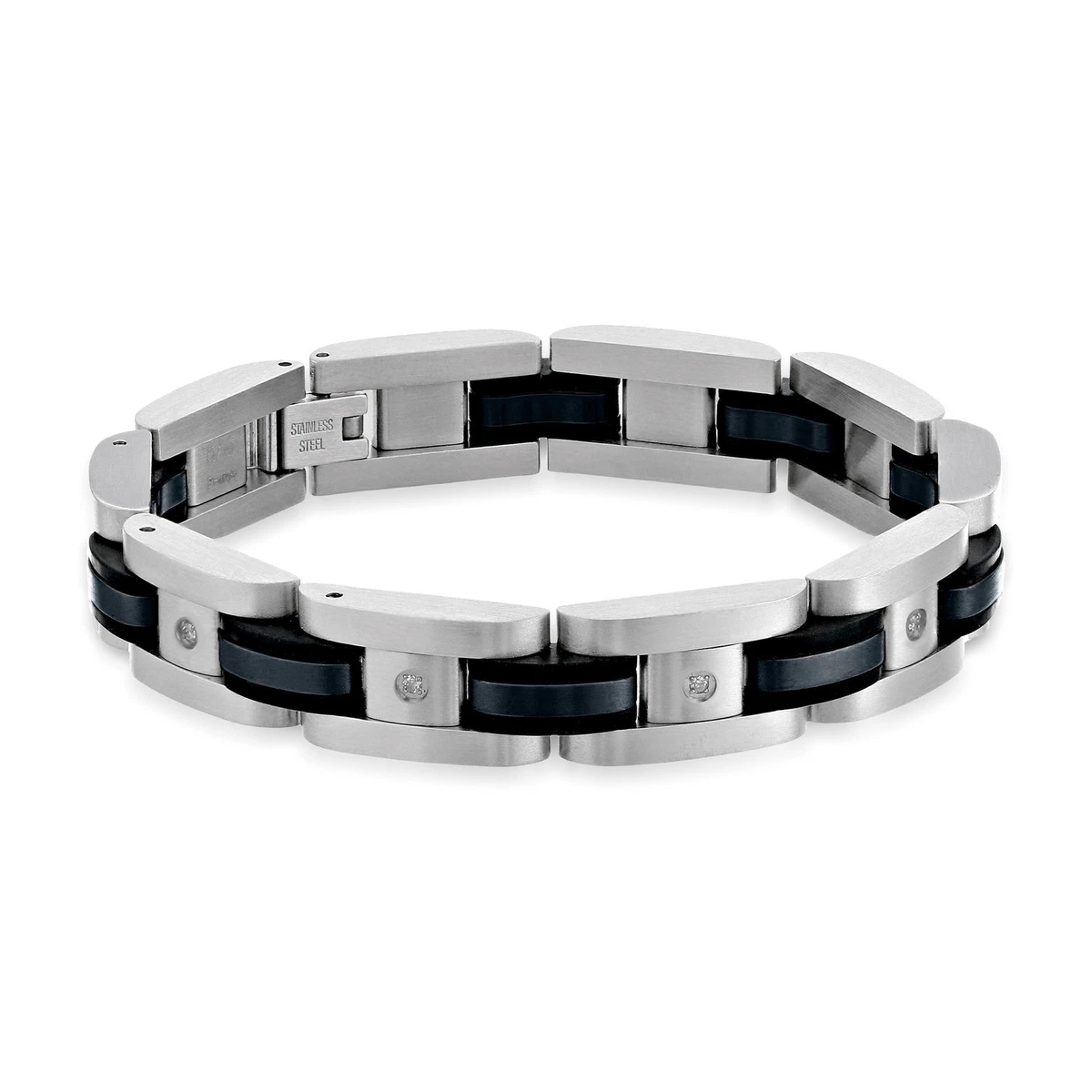 Black Diamond Stainless Steel Bracelets for Men for sale | eBay