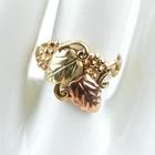 Vintage Black Hills Gold 10K Tri Color Leaf Grape Ring Size 7.5 Textured 2.8g