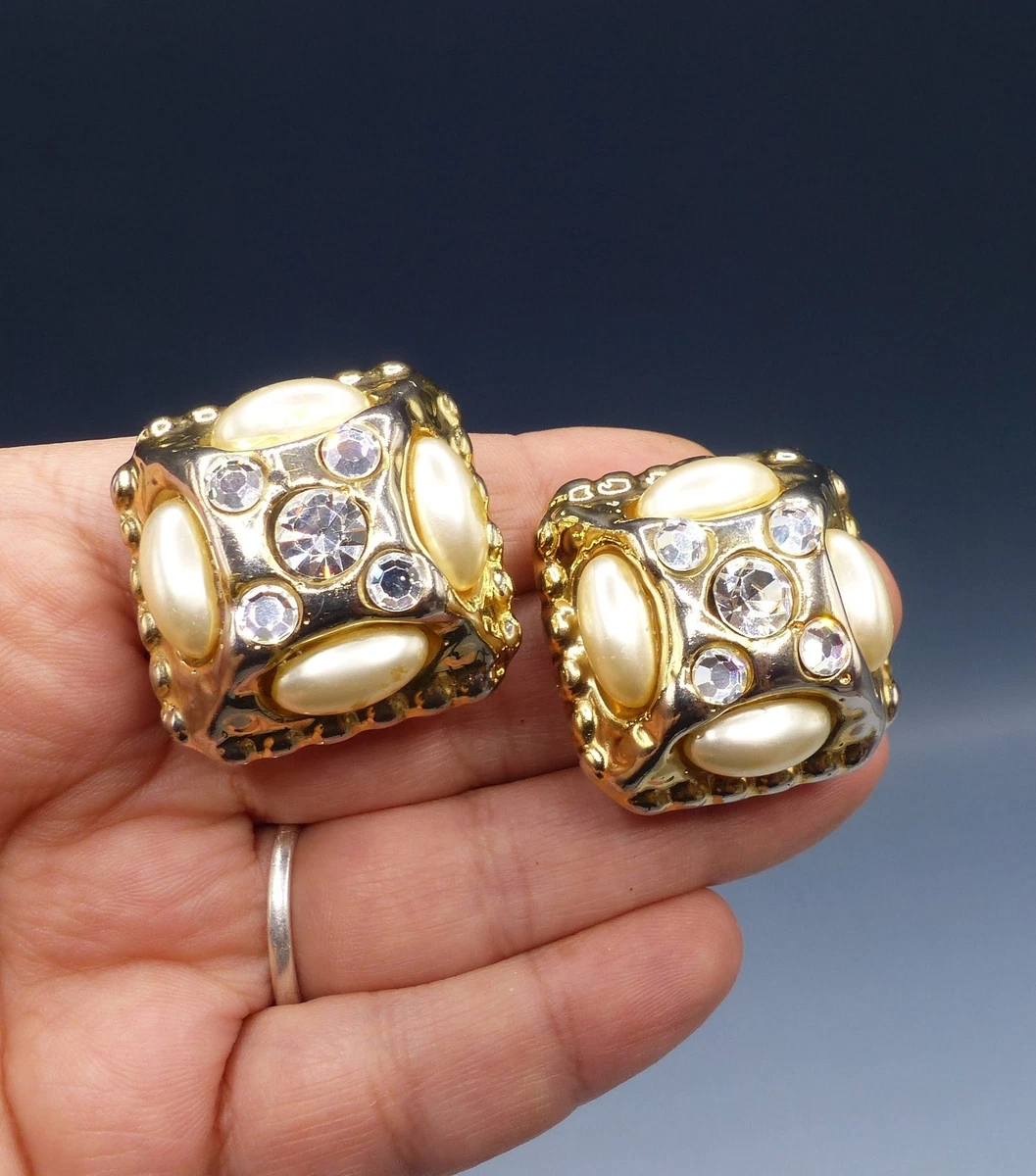 Vintage boucles d'oreilles clips Art Déco fleur ornée de