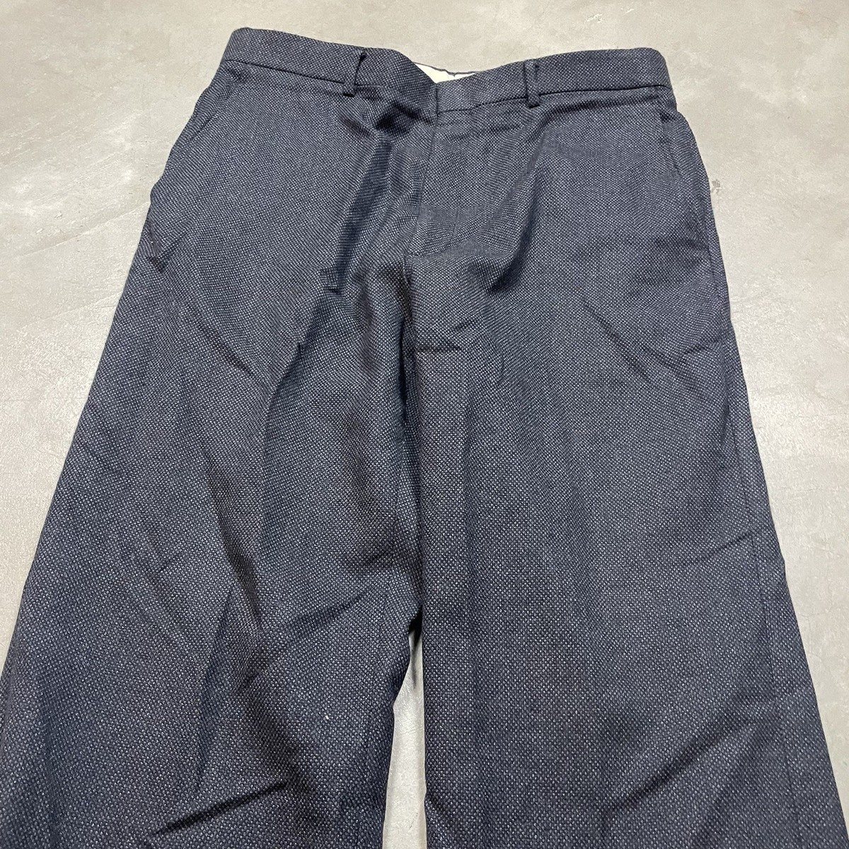 【70〜80s】Vintage Wool Slacks TalonZip Vintage 80s Navy Wool trousers flat front slacks talon