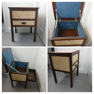 Vintage 50er Jahre Holz offene Platte Tisch Schrank Nähkästchen Schmuck Schublade Aufbewahrung