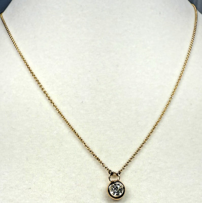 MDC 0.25 CT Round Bezel Lab Diamond Pendant 14K Yellow Gold 16-18''