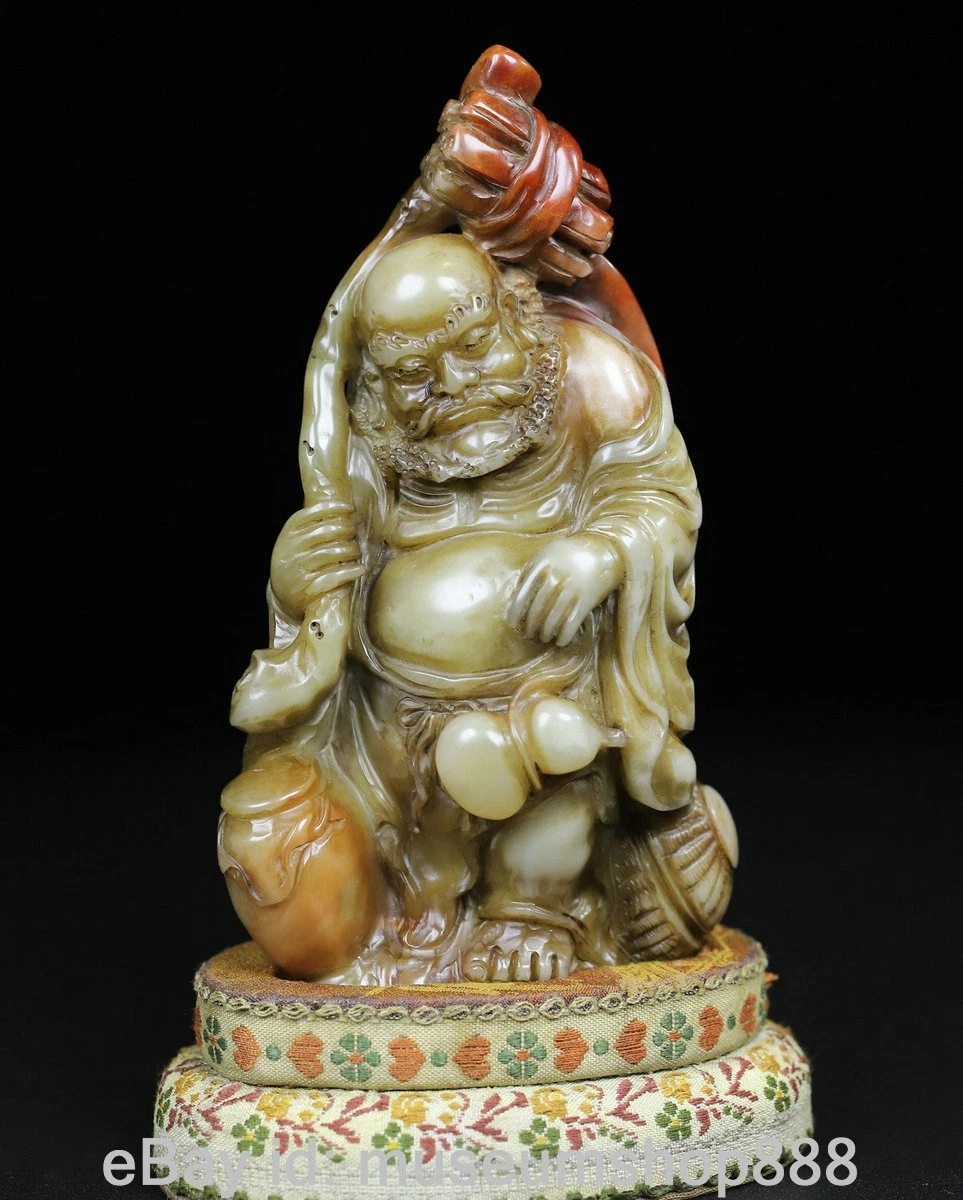 古董原始寿山石主中国风雕像、雕像| eBay