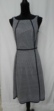 Talbots Dress Navy Blue Eyelet Overlay Sleeveless A-line Dress Sz 6 100% Cotton