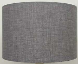 Silver Grey Drum Lampshade Fabric Lamp Shade Uk Made Textured Linen Lampshade Ebay