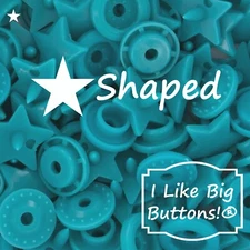 KAM Snaps STAR Shape G115 Turquoise Blue  Plastic Snap Buttons No Sew Sewing DIY