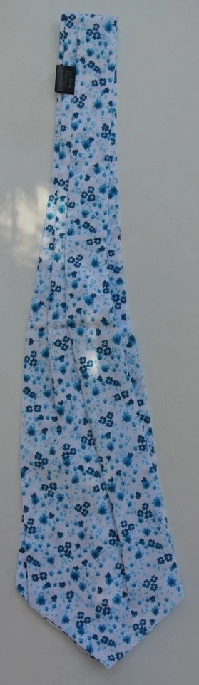 Combo quadrado de bolso branco azul floral Ascot gravata mistura de algodão - Imagem 3 de 4