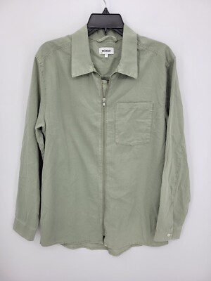 Weekday Aritzia Shirt Jacket Womens Small Green Canvas Zip Up Shacket Boho