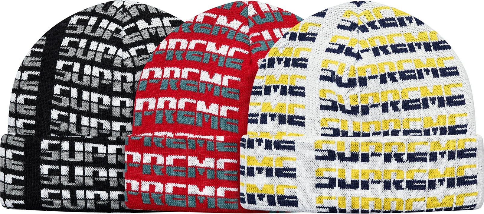 Bonnet Supreme Repeat noir rouge F/W 17