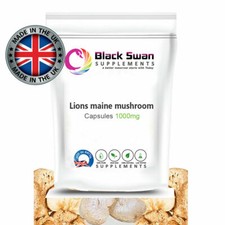 Lions Maine Mushroom 1000mg Capsules, Black Swan Supplements UK | Nervous System