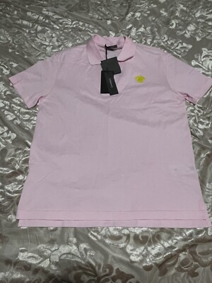 Versace Medusa Appliqué Cotton Polo Shirt Color Pink Size Large