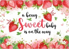 WOLADA Strawberry Baby Shower Backdrop 7x5FT 12549
